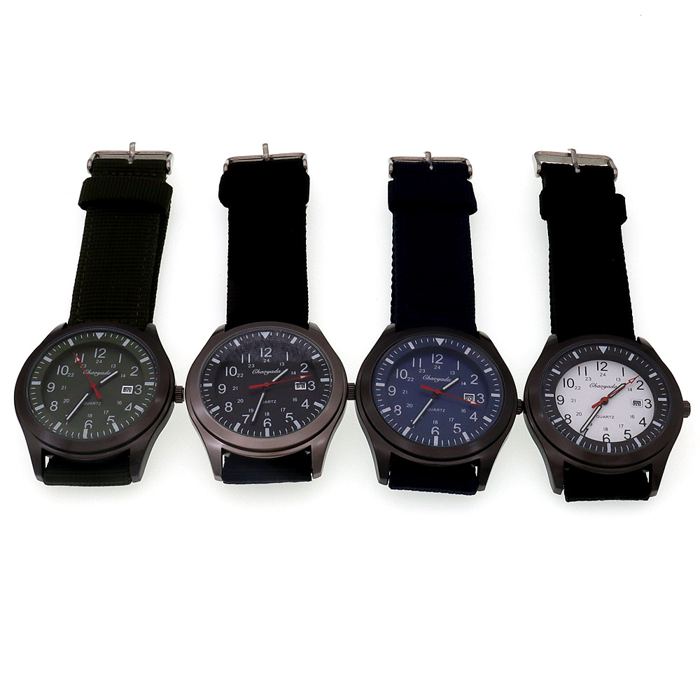 Canvas Strap Watch - 럭셔리 남성용 쿼츠 시계 스포츠 캐주얼