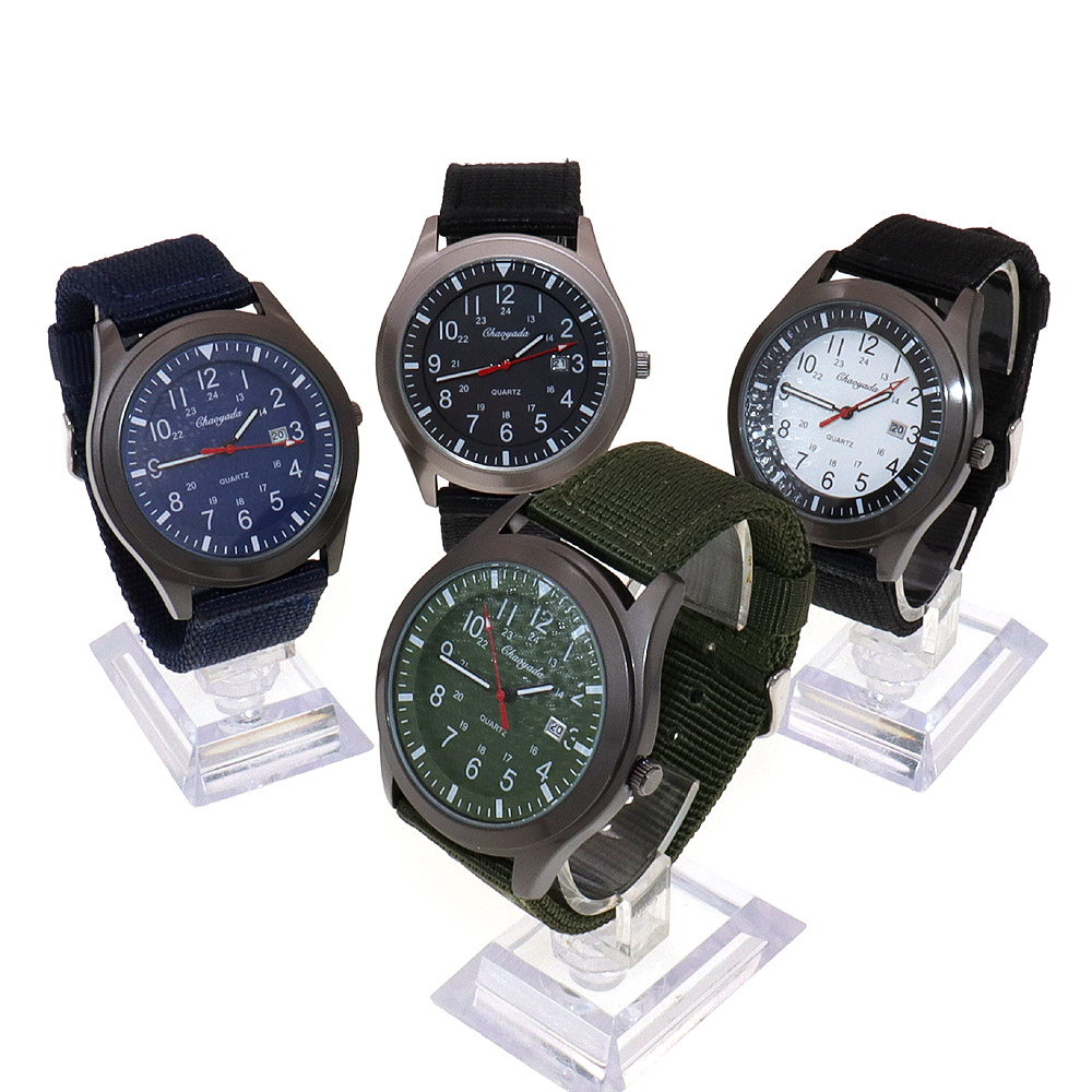 럭셔리 남성용 쿼츠 시계 스포츠 캐주얼 군대 디자인 나 - Canvas Strap Watch 리뷰 및 가격