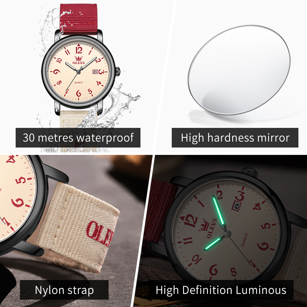 OLEVS 브랜드의 새로운 패션 쿼츠 시계 남성 여성  - Canvas Strap Watch 리뷰 및 가격